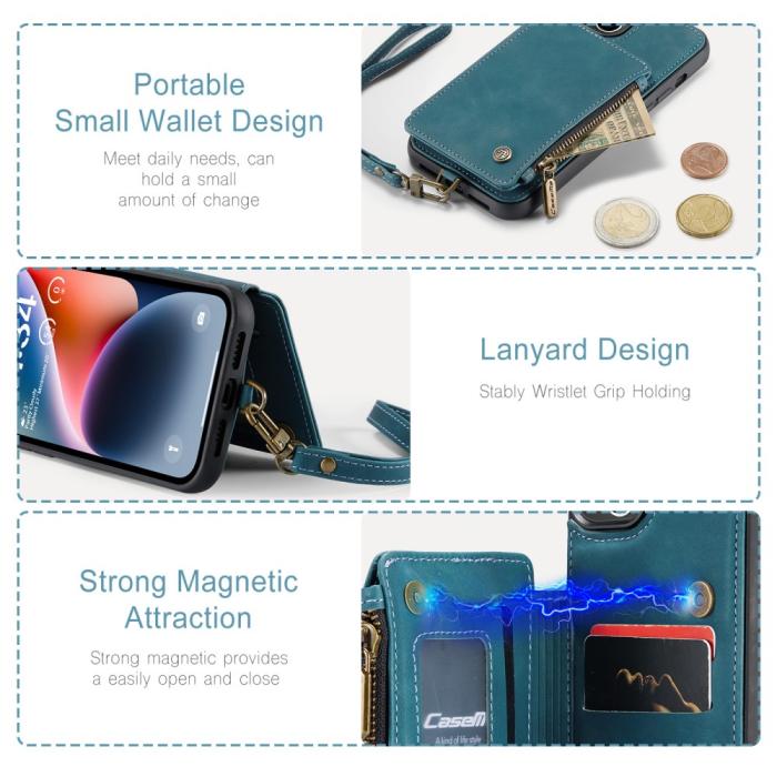 Bild 4, CASEME iPhone 15 Plus Skal RFID Med Plånbok Blå