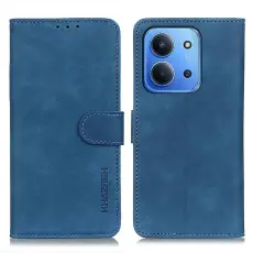 KHAZNEH Xiaomi Redmi 15C Fodral Retro L&auml;der Bl&aring;