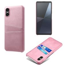 Sony Xperia 10 VII L&auml;derbelagt Skal Med Kortfack Ros&eacute;guld