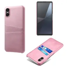 Sony Xperia 10 VII L&auml;derbelagt Skal Med Kortfack Ros&eacute;guld
