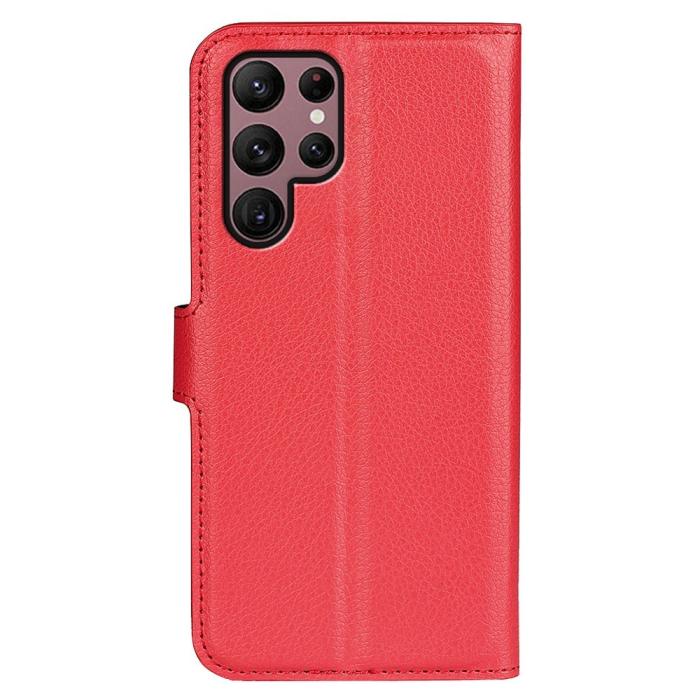 Bild 6, Samsung Galaxy S23 Ultra Fodral Litchi Läder Röd