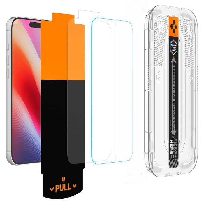 Bild 2, Spigen iPhone 18 Pro/17/17 Pro/16 Pro 2-PACK Skärmskydd Glas.tR Pro HD 'Ez Fit'