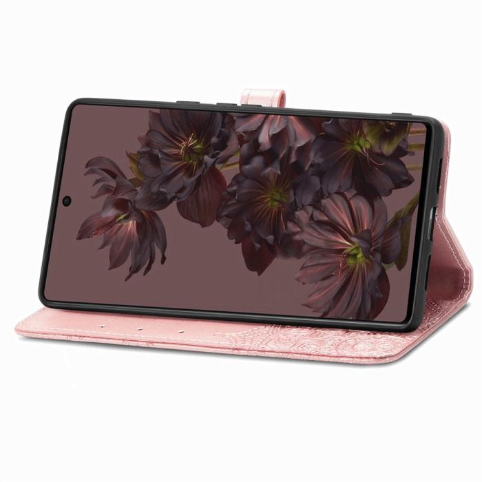Bild 3, Google Pixel 7 Fodral Mandala Läder Roséguld