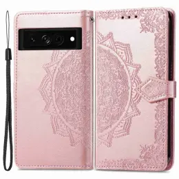 Google Pixel 7 Fodral Mandala Läder Roséguld