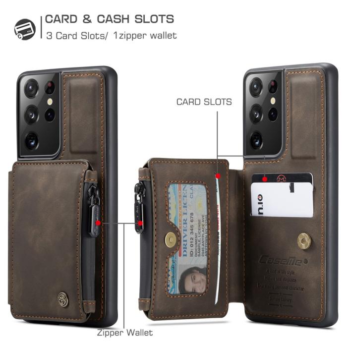 Bild 5, Samsung Galaxy S21 Ultra - CASEME Skal med Plånboksfunktion - Brun
