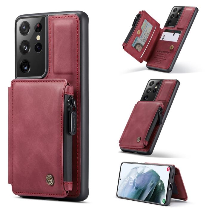 Bild 1, Samsung Galaxy S21 Ultra - CASEME Skal med Plånboksfunktion - Röd