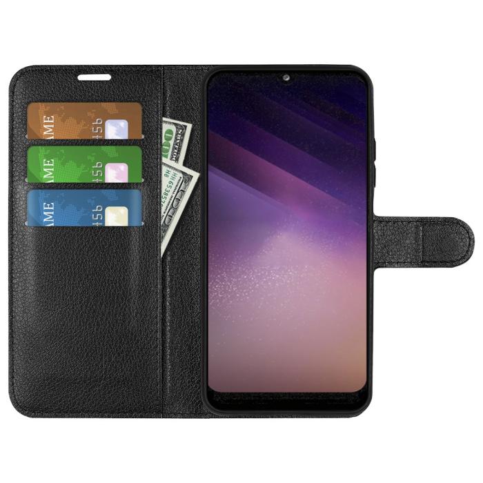 Bild 4, Samsung Galaxy A03 Fodral Litchi Läder Svart