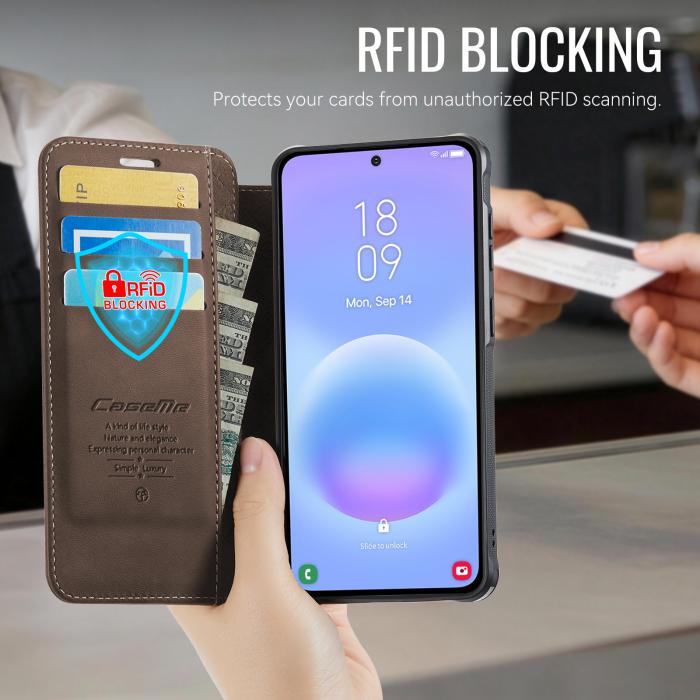 Bild 3, CASEME Samsung Galaxy A17/A16/A26 Skal RFID Plånbok Brun