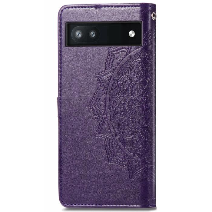 Bild 3, Google Pixel 6A Fodral Mandala Läder Lila