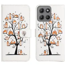 Motorola Moto G86 Power/G86 5G Fodral L&auml;der Katt Tr&auml;d