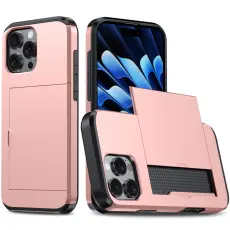 iPhone 16 Pro Max Skal Hybrid Kortfack Ros&eacute;guld