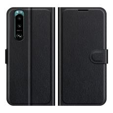 Sony Xperia 5 III Fodral Litchi Läder Svart