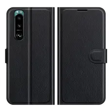 Sony Xperia 5 III Fodral Litchi Läder Svart