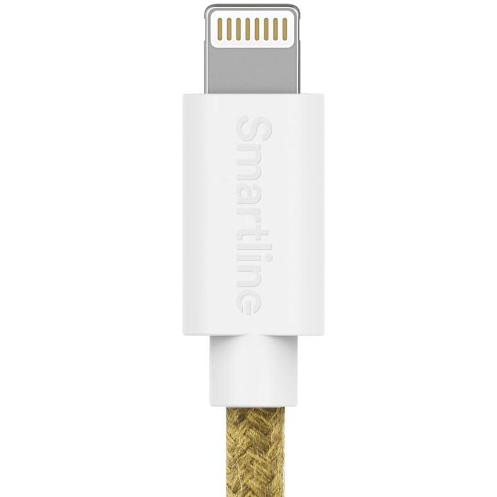 Bild 3, Smartline 2m USB-C - Lightning MFi Fuzzy Laddningskabel Sand