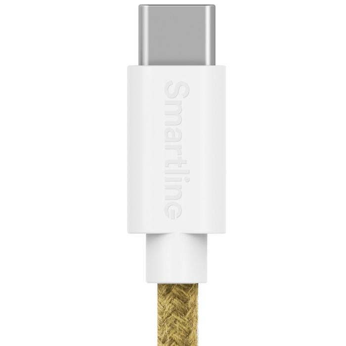 Bild 4, Smartline 2m USB-C - Lightning MFi Fuzzy Laddningskabel Sand