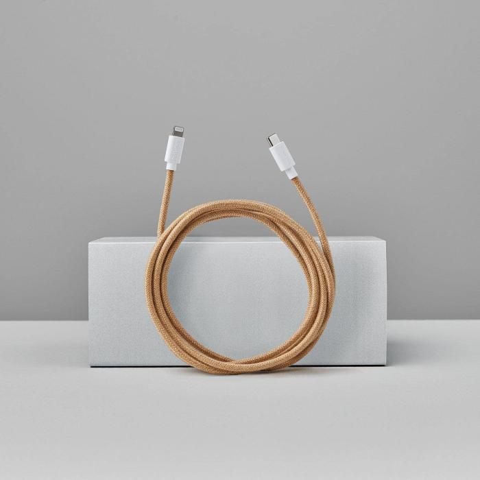 Bild 5, Smartline 2m USB-C - Lightning MFi Fuzzy Laddningskabel Sand