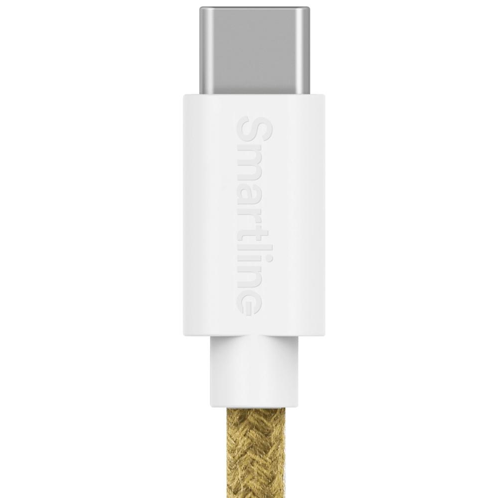 Smartline 2m USB-C - Lightning MFi Fuzzy Laddningskabel Sand