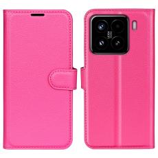Xiaomi 15 Fodral Litchi L&auml;der Rosa