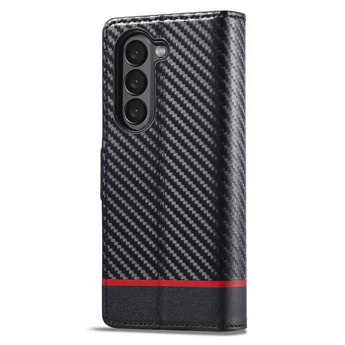 Bild 6, LC.IMEEKE Galaxy Z Fold 6 Fodral Kolfiber Textur Svart