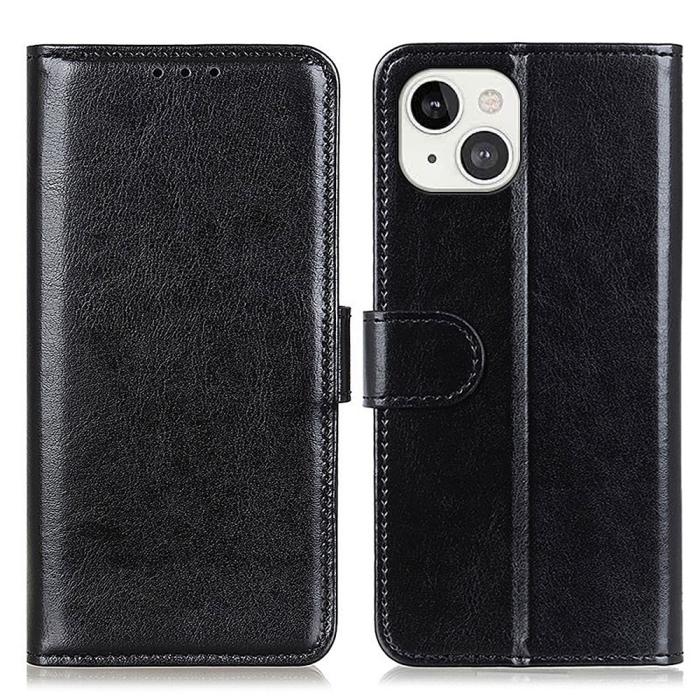 Bild 1, iPhone 13 Fodral Crazy Horse Läder Svart