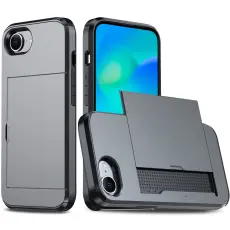 iPhone 17e / 16e Skal Hybrid Med Kortfack Gr&aring;
