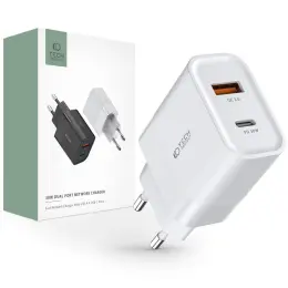 Tech-Protect 30W PD QC USB-C / USB-A Väggladdare Vit