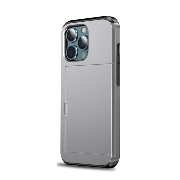 Bild 2, iPhone 14 Skal Hybrid Med Kortfack Grå