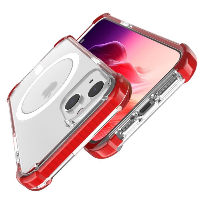 Bild 3, iPhone 15 Plus Skal MagSafe Shockproof Hybrid Röd