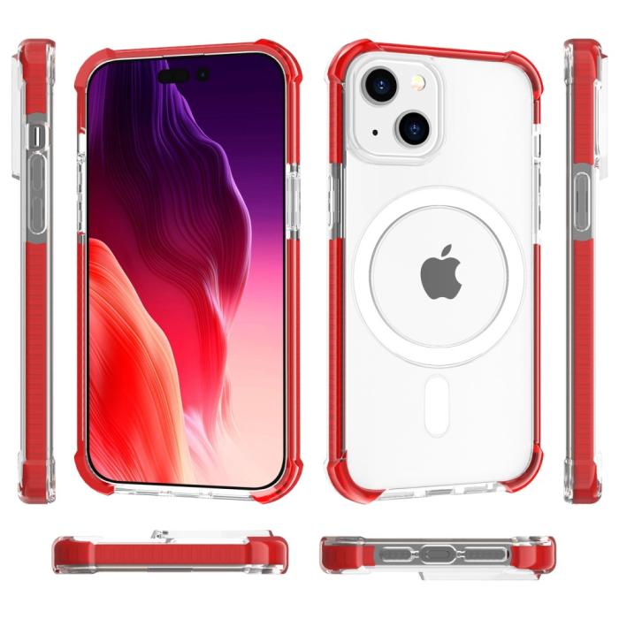 Bild 4, iPhone 15 Plus Skal MagSafe Shockproof Hybrid Röd