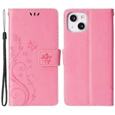 iPhone 15 Plus Fodral Med Blommigt Tryck Rosa