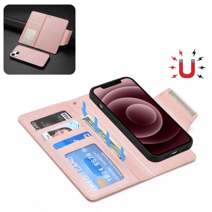 Bild 2, iPhone 15 Plus 2in1 Magnet Fodral Roséguld