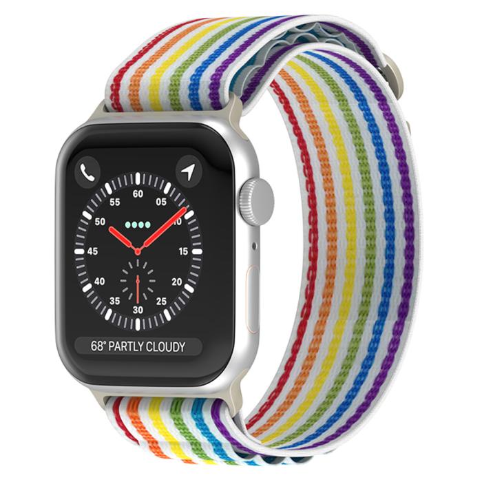 Bild 2, Apple Watch 42/44/45/49 mm Armband Alpine Pro Loop White Rainbow