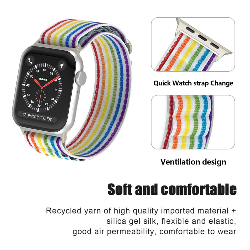 Apple Watch 38/40/41 mm Armband Alpine Pro Loop White Rainbow