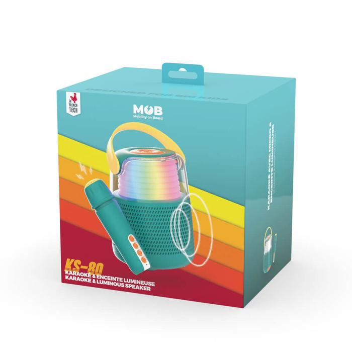 Bild 2, MOB Högtalare Karaoke Kit Mic LED Blå