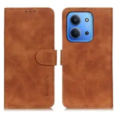KHAZNEH Xiaomi Redmi 15C Fodral Retro L&auml;der Brun