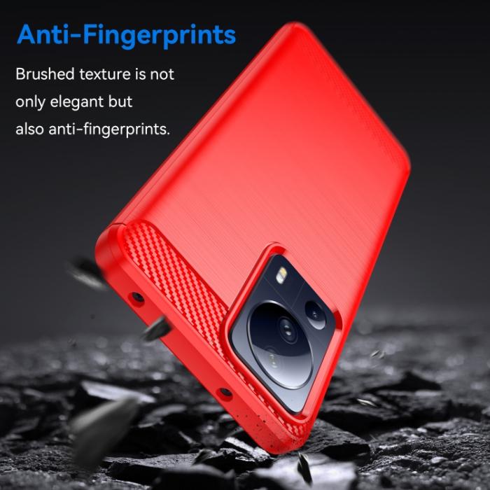 Bild 4, Xiaomi 13 Lite 5G Skal Borstad Stål Textur Röd