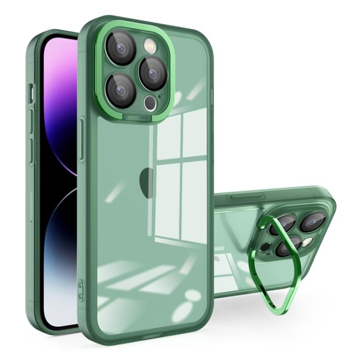 Bild 1, iPhone 15 Pro Skal Cam Kickstand Hybrid Mörk Grön