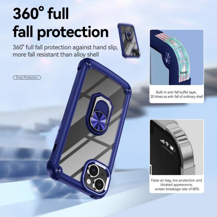 Bild 4, iPhone 15 Plus Skal Ring Shockproof Hybrid Blå