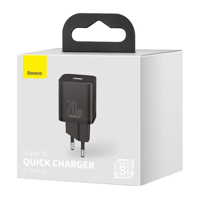 Bild 5, Baseus Super Si 20W PD USB-C Snabbladdare - Svart