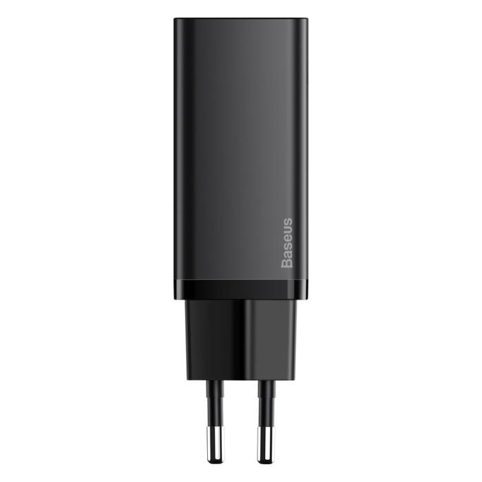 Bild 2, Baseus GaN2 65W PD QC USB-C / USB-A Snabbladdare - Svart