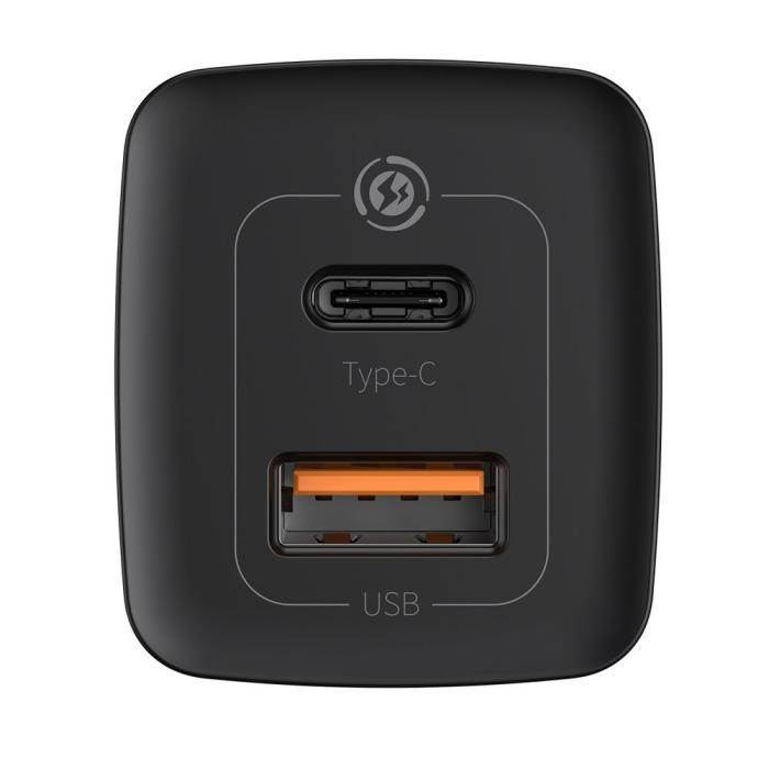 Bild 3, Baseus GaN2 65W PD QC USB-C / USB-A Snabbladdare - Svart
