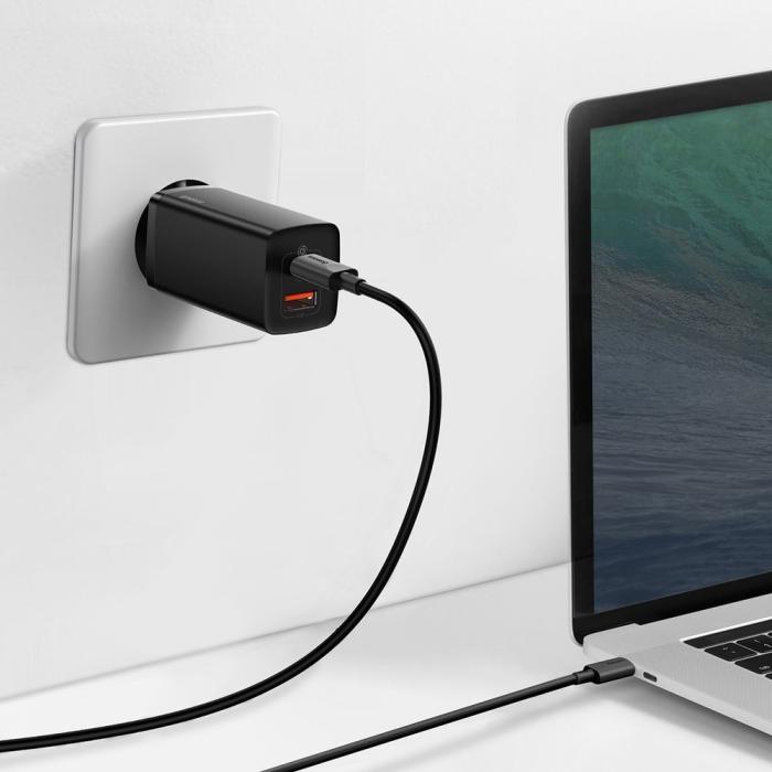Bild 4, Baseus GaN2 65W PD QC USB-C / USB-A Snabbladdare - Svart