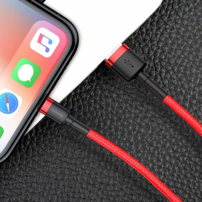 Bild 5, Baseus Cafule 0.5m Lightning Nylon Laddningskabel - Röd
