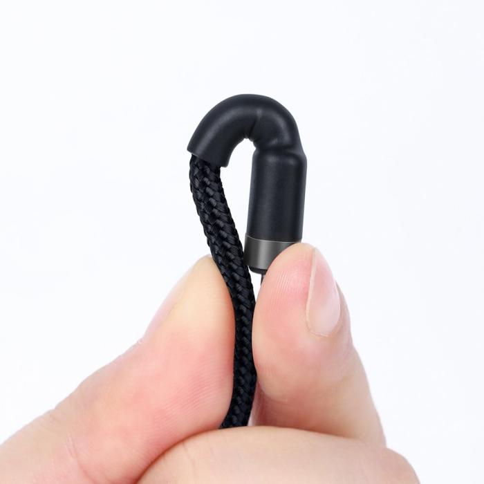 Bild 3, Baseus Cafule 1m 60W PD QC USB-C - USB-C Nylon Kabel - Svart/Grå