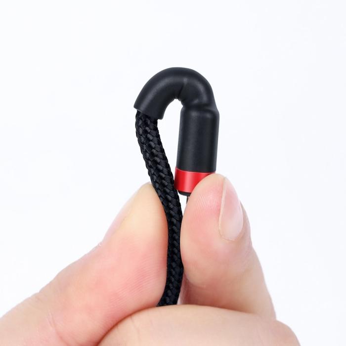 Bild 2, Baseus Cafule 2m 60W PD QC USB-C - USB-C Nylon Kabel - Svart/Röd