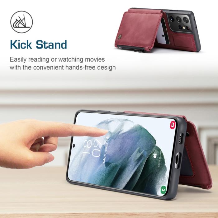 Bild 3, Samsung Galaxy S21 Ultra - CASEME Skal med Plånboksfunktion - Röd