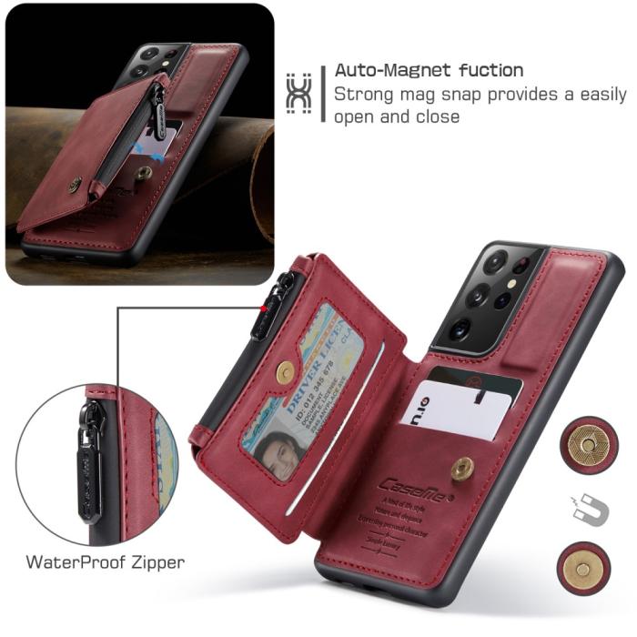 Bild 4, Samsung Galaxy S21 Ultra - CASEME Skal med Plånboksfunktion - Röd