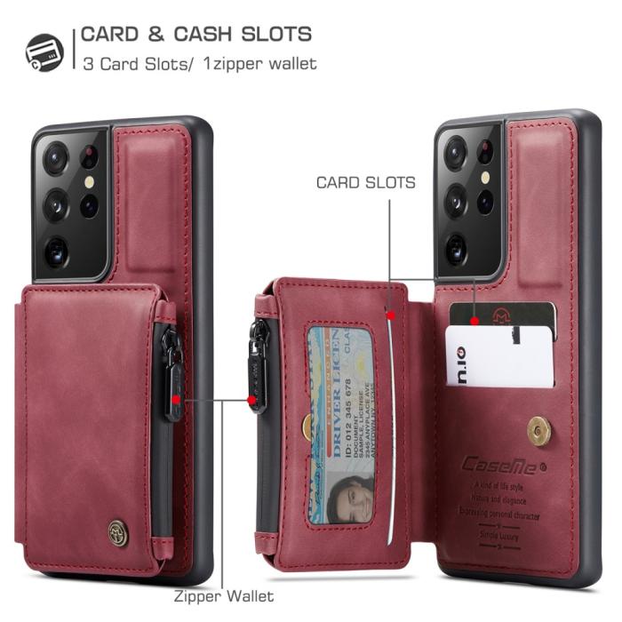 Bild 5, Samsung Galaxy S21 Ultra - CASEME Skal med Plånboksfunktion - Röd