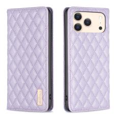 BINFEN iPhone 17 Pro Fodral Flip Diamond L&auml;der Lila