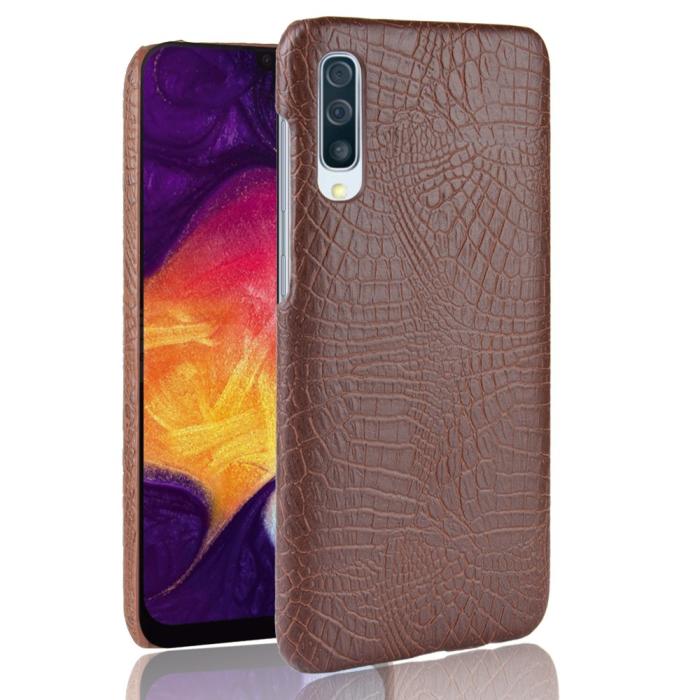 Bild 1, Samsung Galaxy A50 - Krokodil Mönster Skal - Brun
